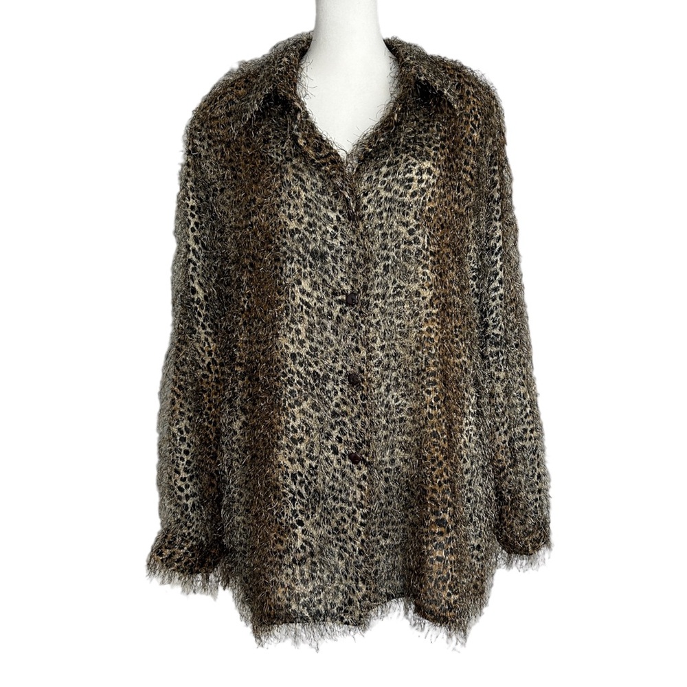 Ashley Stewart Semi Sheer Animal Print Long‎ Sleeve Shirt (24W)